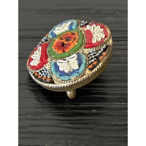 VTG Italian Micro Mosaic Floral Brooch Pin Colorful Intricate Design Italy Art - Picture 4 of 7